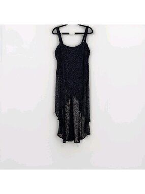 Vtg Cartise International Tunic Lace Overlay Women 14 Black Whimsigoth High Low